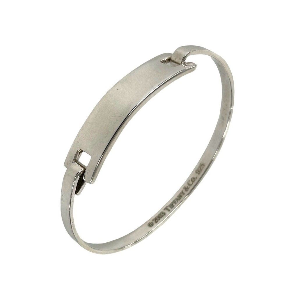 TIFFANY&Co. Tiffany Rectangle ID Plate Bangle, Sterling Silver 925 Bracelet, ...